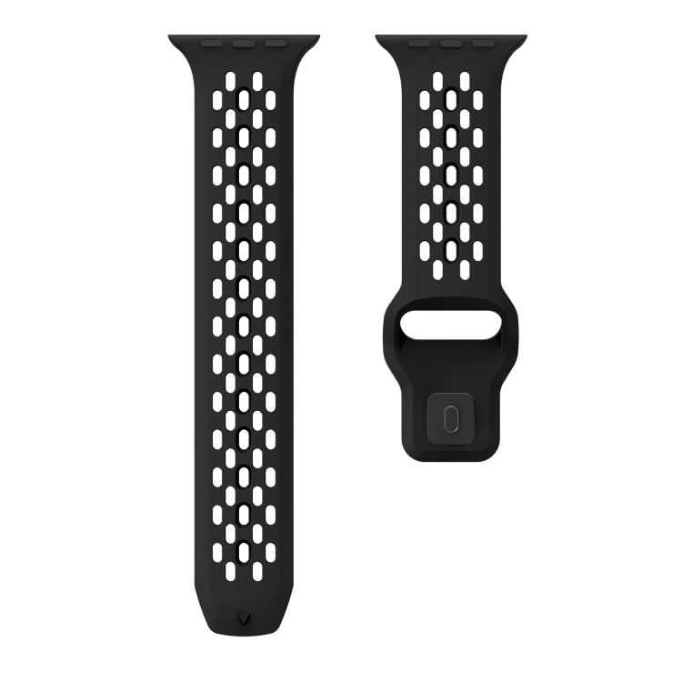 For Apple Watch Series 6 44mm Oval Holes Fluororubber Watch Band(Black) - Watch Bands by PMC Jewellery | Online Shopping South Africa | PMC Jewellery