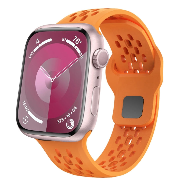 For Apple Watch Series 5 44mm Oval Holes Fluororubber Watch Band(Orange) - Watch Bands by PMC Jewellery | Online Shopping South Africa | PMC Jewellery