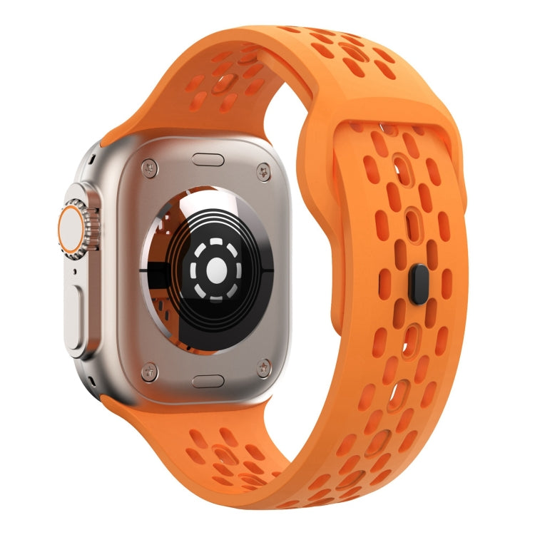 For Apple Watch Series 5 44mm Oval Holes Fluororubber Watch Band(Orange) - Watch Bands by PMC Jewellery | Online Shopping South Africa | PMC Jewellery