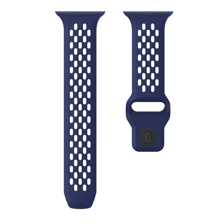 For Apple Watch Series 5 44mm Oval Holes Fluororubber Watch Band(Midnight Blue) - Watch Bands by PMC Jewellery | Online Shopping South Africa | PMC Jewellery