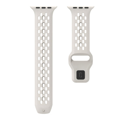 For Apple Watch Series 3 42mm Oval Holes Fluororubber Watch Band(Starlight) - Watch Bands by PMC Jewellery | Online Shopping South Africa | PMC Jewellery