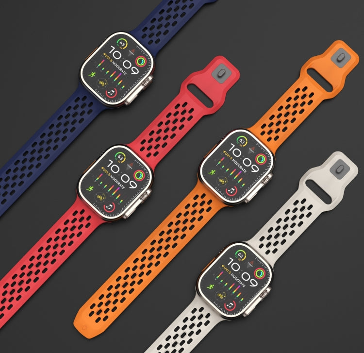 For Apple Watch Series 5 44mm Oval Holes Fluororubber Watch Band(Orange) - Watch Bands by PMC Jewellery | Online Shopping South Africa | PMC Jewellery