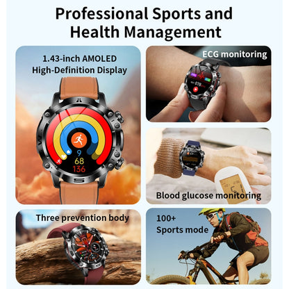 ET482 1.43 inch AMOLED Screen Sports Smart Watch Support Bluethooth Call /  ECG Function(Red Silicone Band) - Smart Watches by PMC Jewellery | Online Shopping South Africa | PMC Jewellery