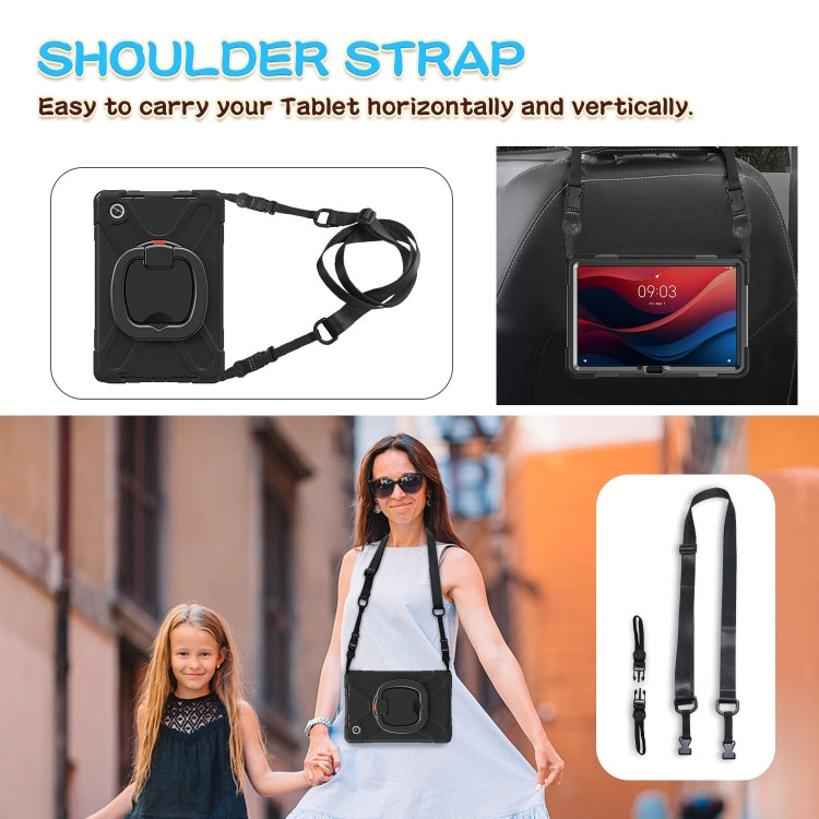 For Lenovo Tab M11 /Xiaomi Pad 11 2024 Silicone Hybrid PC Tablet Case with Holder & Shoulder Strap(Black) - Lenovo by PMC Jewellery | Online Shopping South Africa | PMC Jewellery | Buy Now Pay Later Mobicred