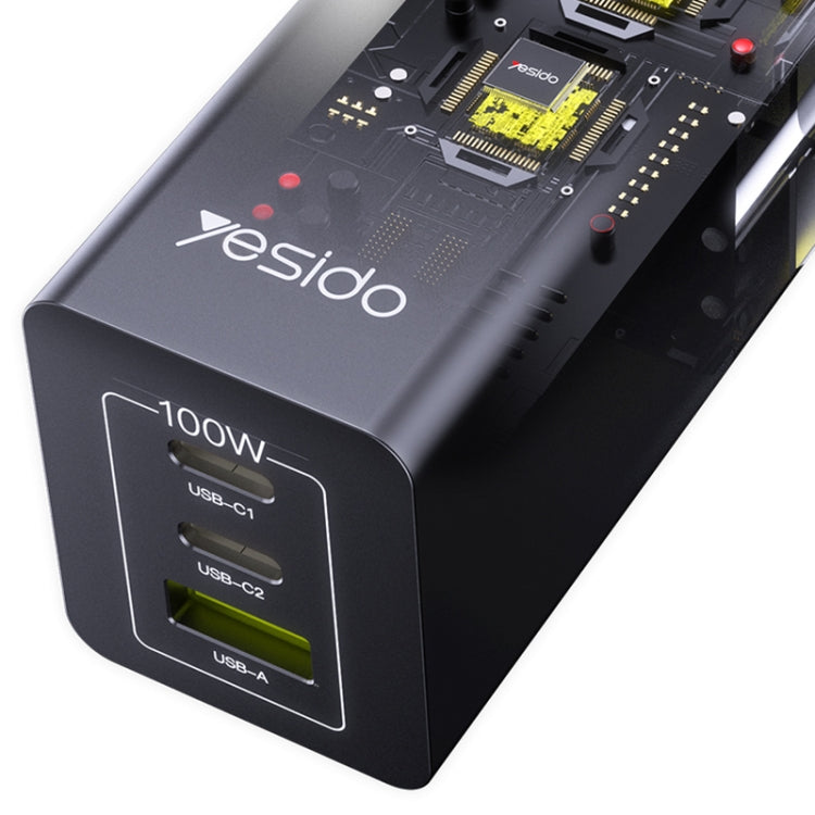 Yesido YC58 100W 2Type-C+USB Ports with 1 Socket Desktop GaN Charger(EU Plug) - Multifunction Charger by Yesido | Online Shopping South Africa | PMC Jewellery | Buy Now Pay Later Mobicred