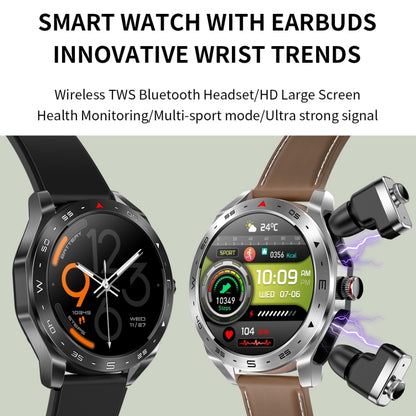 LEMFO T95 1.52 inch IPS Screen 2 in 1 Bluetooth Earphone Smart Watch Support Health Monitoring(Silver) - Smart Watches by LEMFO | Online Shopping South Africa | PMC Jewellery