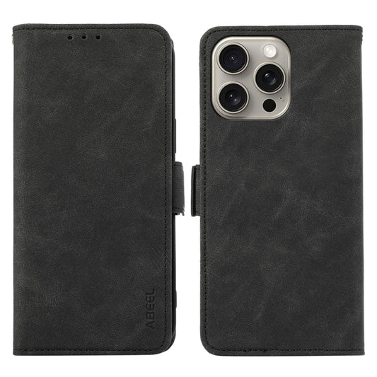 For iPhone 16 Pro ABEEL Frosted Magnetic RFID Leather Phone Case(Black) - iPhone 16 Pro Cases by PMC Jewellery | Online Shopping South Africa | PMC Jewellery | Buy Now Pay Later Mobicred