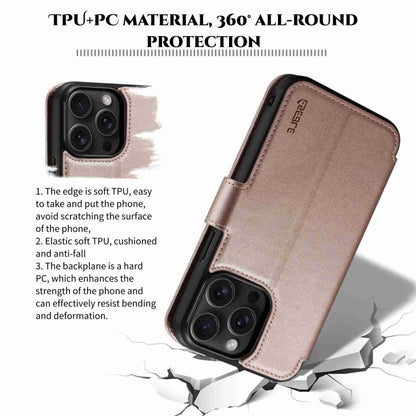 For iPhone 14 Pro ESEBLE E1 Nappa Texture MagSafe Holder Leather Phone Case(Rose Gold) - iPhone 14 Pro Cases by ESEBLE | Online Shopping South Africa | PMC Jewellery | Buy Now Pay Later Mobicred