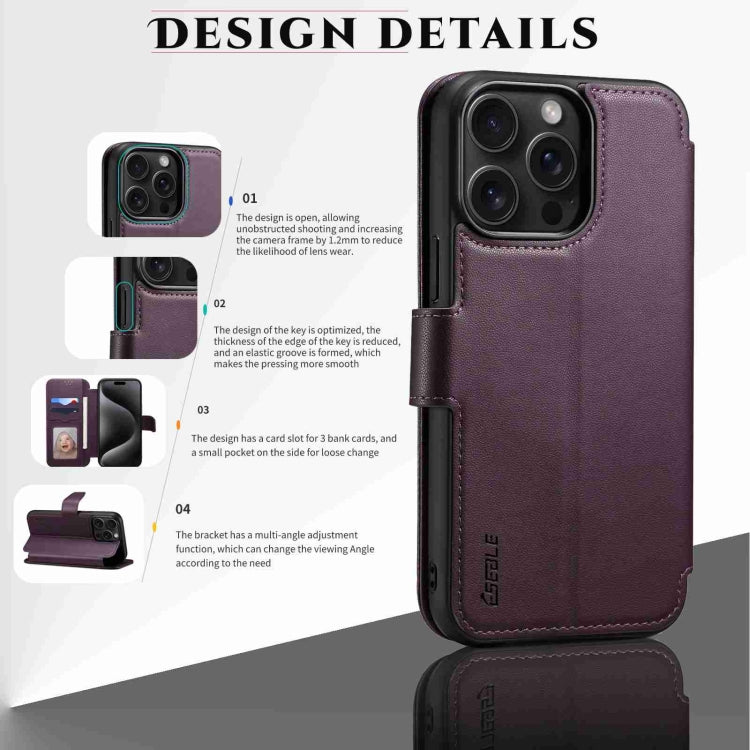 For iPhone 14 Pro Max ESEBLE E1 Nappa Texture MagSafe Holder Leather Phone Case(Dark Purple) - iPhone 14 Pro Max Cases by ESEBLE | Online Shopping South Africa | PMC Jewellery | Buy Now Pay Later Mobicred