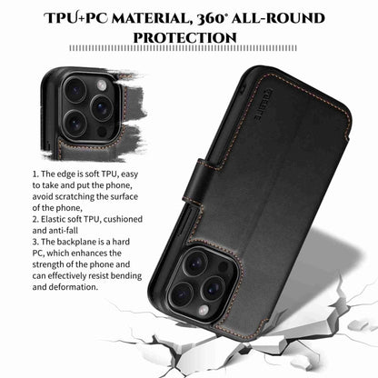 For iPhone 14 Pro Max ESEBLE E1 Nappa Texture MagSafe Holder Leather Phone Case(Black) - iPhone 14 Pro Max Cases by ESEBLE | Online Shopping South Africa | PMC Jewellery | Buy Now Pay Later Mobicred