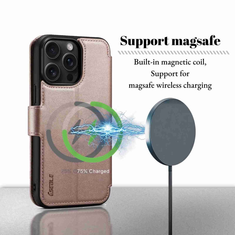 For iPhone 15 ESEBLE E1 Nappa Texture MagSafe Holder Leather Phone Case(Rose Gold) - iPhone 15 Cases by ESEBLE | Online Shopping South Africa | PMC Jewellery | Buy Now Pay Later Mobicred