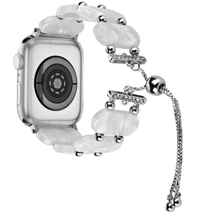 For Apple Watch SE 2023 44mm Resin Retractable Chain Watch Band(Pearl White) - Watch Bands by PMC Jewellery | Online Shopping South Africa | PMC Jewellery