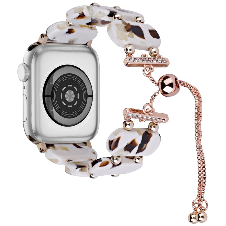 For Apple Watch SE 2023 44mm Resin Retractable Chain Watch Band(Nougat) - Watch Bands by PMC Jewellery | Online Shopping South Africa | PMC Jewellery