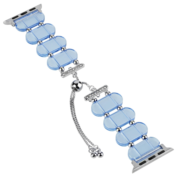 For Apple Watch SE 2023 40mm Resin Retractable Chain Watch Band(Blue) - Watch Bands by PMC Jewellery | Online Shopping South Africa | PMC Jewellery