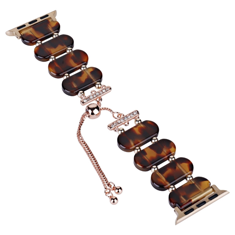 For Apple Watch Series 9 45mm Resin Retractable Chain Watch Band(Tortoiseshell) - Watch Bands by PMC Jewellery | Online Shopping South Africa | PMC Jewellery