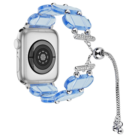 For Apple Watch Series 9 41mm Resin Retractable Chain Watch Band(Blue) - Watch Bands by PMC Jewellery | Online Shopping South Africa | PMC Jewellery