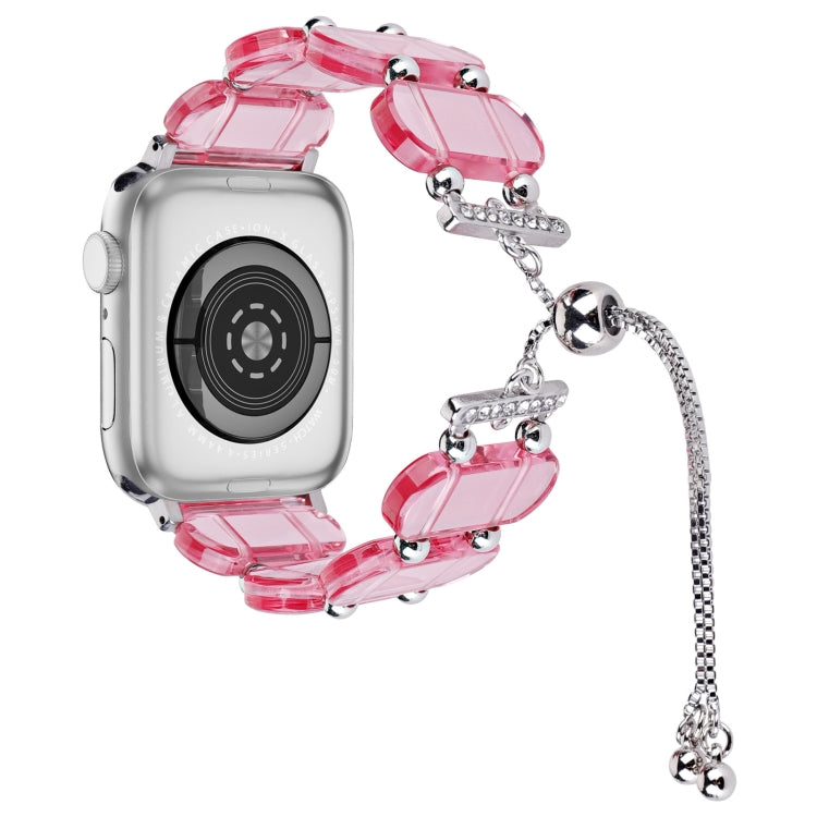 For Apple Watch Series 8 41mm Resin Retractable Chain Watch Band(Pink) - Watch Bands by PMC Jewellery | Online Shopping South Africa | PMC Jewellery