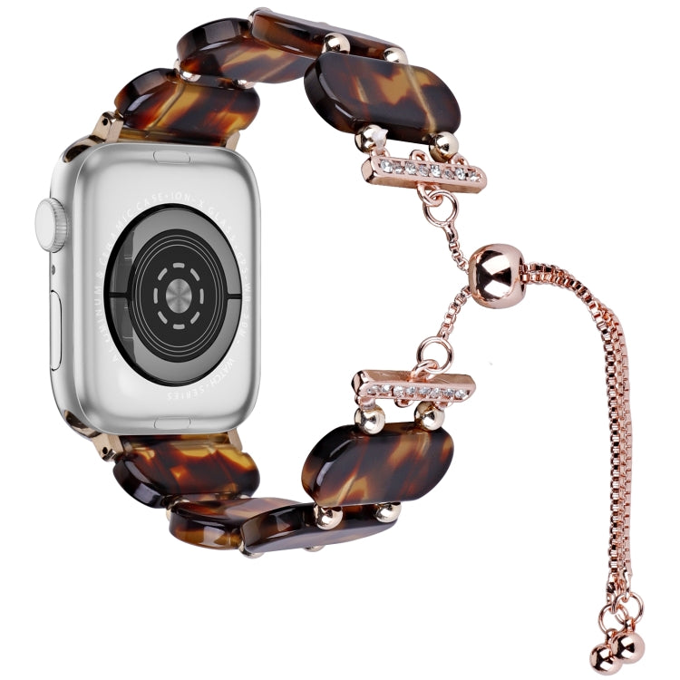 For Apple Watch Series 8 41mm Resin Retractable Chain Watch Band(Tortoiseshell) - Watch Bands by PMC Jewellery | Online Shopping South Africa | PMC Jewellery