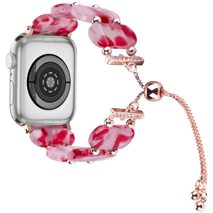 For Apple Watch SE 2022 40mm Resin Retractable Chain Watch Band(Rose Red) - Watch Bands by PMC Jewellery | Online Shopping South Africa | PMC Jewellery