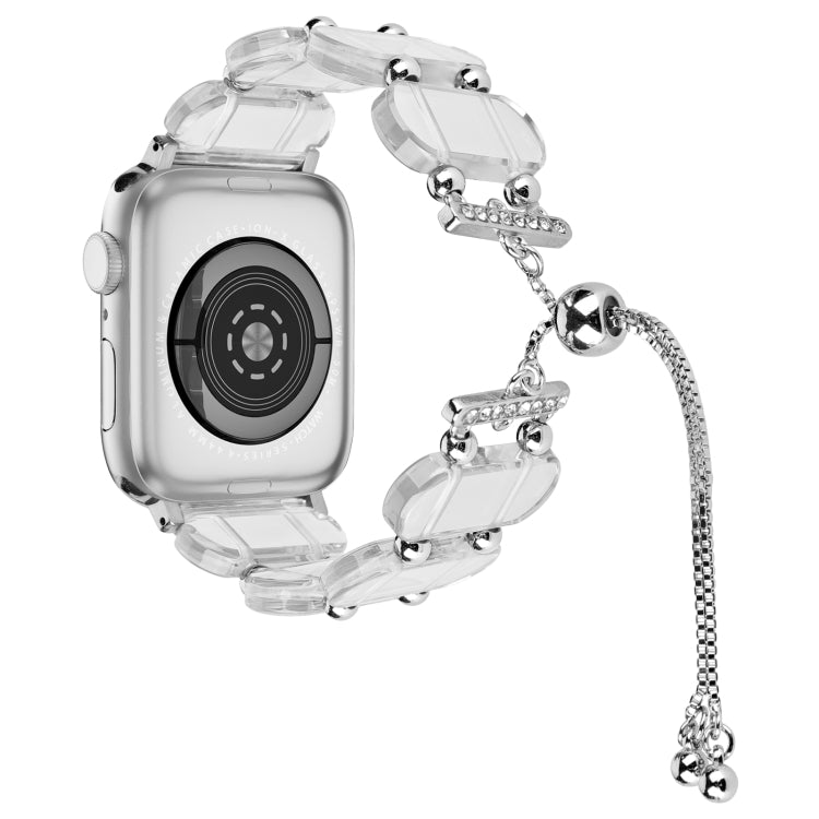 For Apple Watch Series 7 45mm Resin Retractable Chain Watch Band(Transparent) - Watch Bands by PMC Jewellery | Online Shopping South Africa | PMC Jewellery