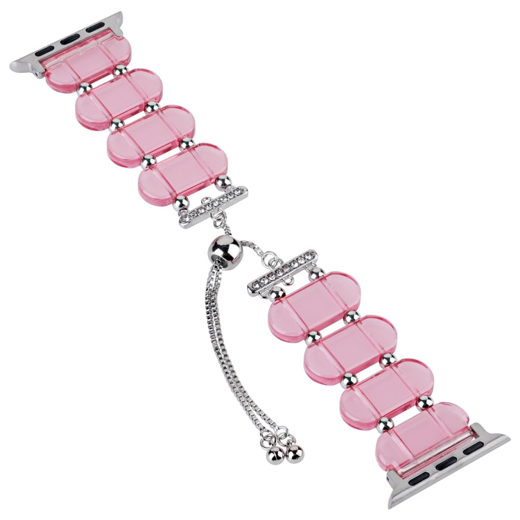 For Apple Watch Series 5 40mm Resin Retractable Chain Watch Band(Pink) - Watch Bands by PMC Jewellery | Online Shopping South Africa | PMC Jewellery