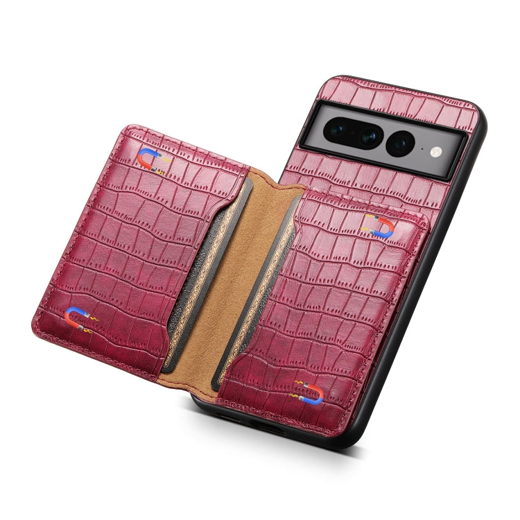 For Google Pixel 7 Pro 5G Crocodile Texture Card Bag Design Full Coverage Phone Case(Red) - Google Cases by PMC Jewellery | Online Shopping South Africa | PMC Jewellery | Buy Now Pay Later Mobicred