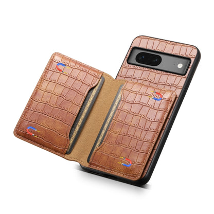 For Google Pixel 7 5G Crocodile Texture Card Bag Design Full Coverage Phone Case(Brown) - Google Cases by PMC Jewellery | Online Shopping South Africa | PMC Jewellery | Buy Now Pay Later Mobicred