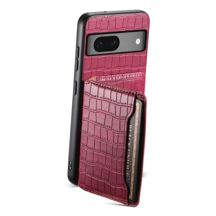 For Google Pixel 7 5G Crocodile Texture Card Bag Design Full Coverage Phone Case(Red) - Google Cases by PMC Jewellery | Online Shopping South Africa | PMC Jewellery | Buy Now Pay Later Mobicred