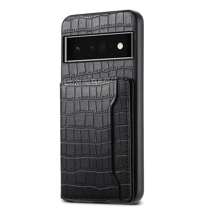 For Google Pixel 6 Pro Crocodile Texture Card Bag Design Full Coverage Phone Case(Black) - Google Cases by PMC Jewellery | Online Shopping South Africa | PMC Jewellery | Buy Now Pay Later Mobicred