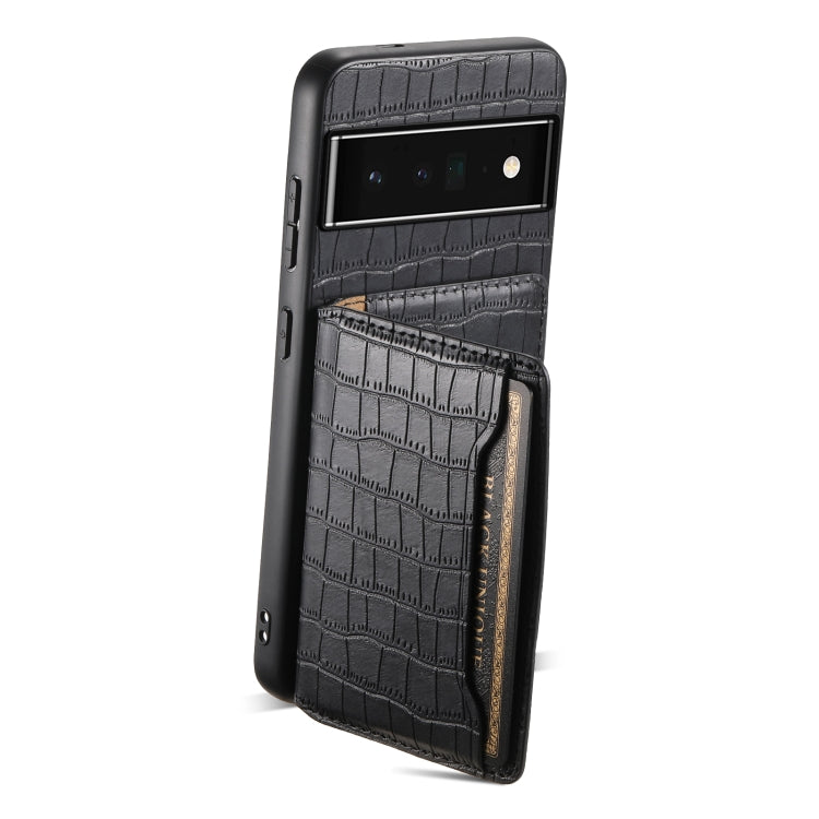 For Google Pixel 6 Pro Crocodile Texture Card Bag Design Full Coverage Phone Case(Black) - Google Cases by PMC Jewellery | Online Shopping South Africa | PMC Jewellery | Buy Now Pay Later Mobicred