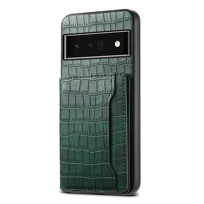 For Google Pixel 6 Pro Crocodile Texture Card Bag Design Full Coverage Phone Case(Green) - Google Cases by PMC Jewellery | Online Shopping South Africa | PMC Jewellery | Buy Now Pay Later Mobicred