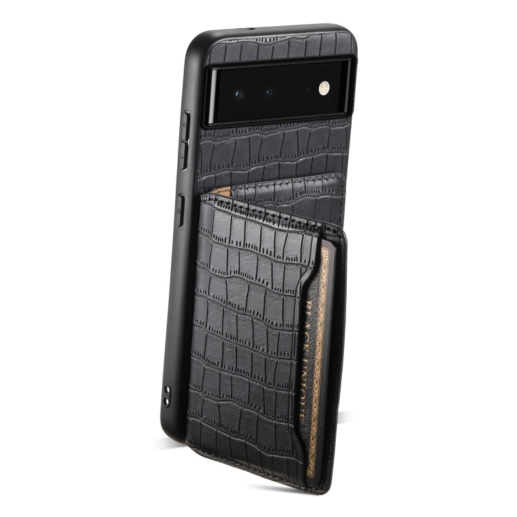 For Google Pixel 6 Crocodile Texture Card Bag Design Full Coverage Phone Case(Black) - Google Cases by PMC Jewellery | Online Shopping South Africa | PMC Jewellery | Buy Now Pay Later Mobicred