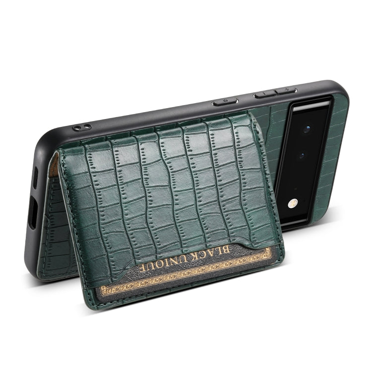 For Google Pixel 6 Crocodile Texture Card Bag Design Full Coverage Phone Case(Green) - Google Cases by PMC Jewellery | Online Shopping South Africa | PMC Jewellery | Buy Now Pay Later Mobicred