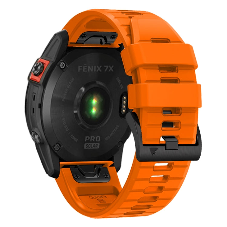 For Garmin Fenix 7 Pro 22mm Solid Color Steel Buckle Silicone Quick Release Watch Band(Orange) - Watch Bands by PMC Jewellery | Online Shopping South Africa | PMC Jewellery