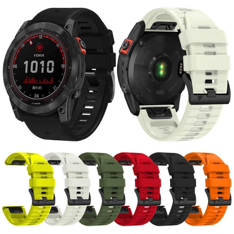 For Garmin Fenix 7 Pro 22mm Solid Color Steel Buckle Silicone Quick Release Watch Band(Creamy White) - Watch Bands by PMC Jewellery | Online Shopping South Africa | PMC Jewellery