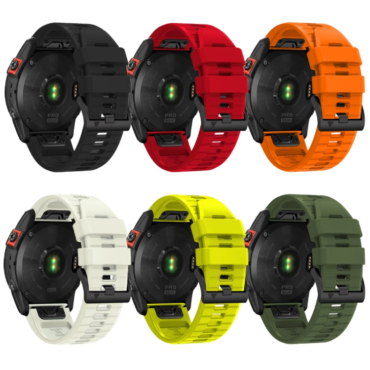 For Garmin Fenix 7 Pro 22mm Solid Color Steel Buckle Silicone Quick Release Watch Band(Lime Green) - Watch Bands by PMC Jewellery | Online Shopping South Africa | PMC Jewellery