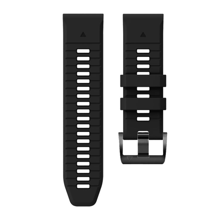 For Garmin Fenix 7X 26mm Solid Color Steel Buckle Silicone Quick Release Watch Band(Black) - Watch Bands by PMC Jewellery | Online Shopping South Africa | PMC Jewellery