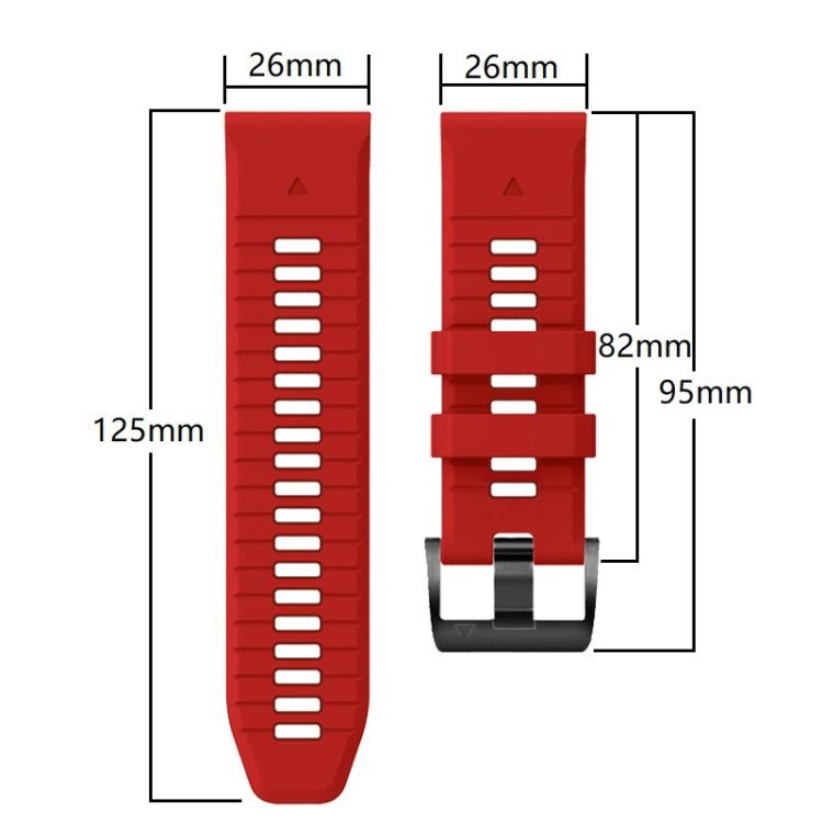 For Garmin Fenix 7X 26mm Solid Color Steel Buckle Silicone Quick Release Watch Band(Black) - Watch Bands by PMC Jewellery | Online Shopping South Africa | PMC Jewellery