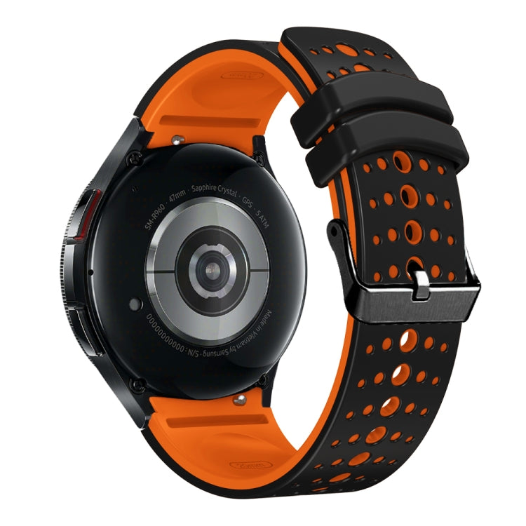 For Samsung Galaxy Watch 6 Two Color Silicone Watch Band(Black Orange) - Watch Bands by PMC Jewellery | Online Shopping South Africa | PMC Jewellery