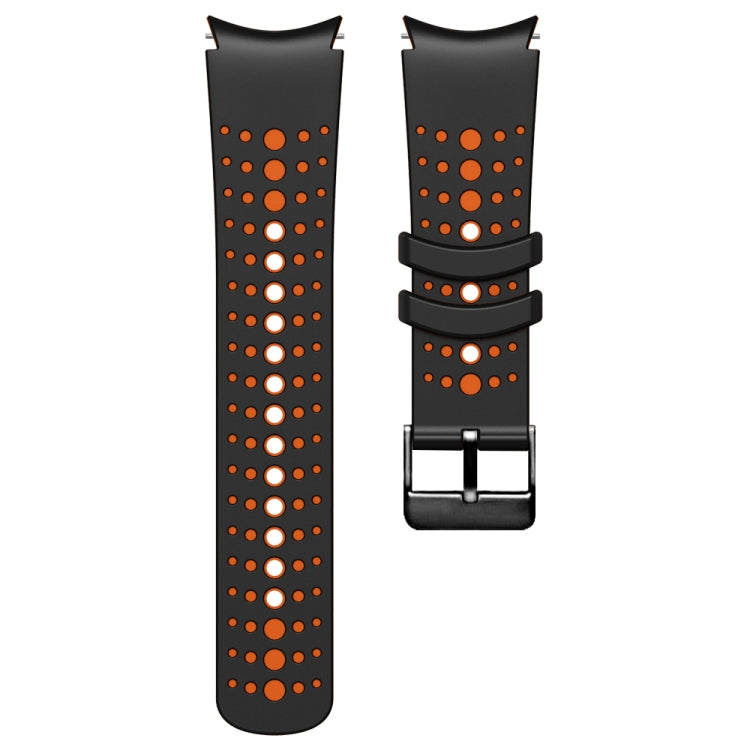 For Samsung Galaxy Watch 6 Two Color Silicone Watch Band(Black Orange) - Watch Bands by PMC Jewellery | Online Shopping South Africa | PMC Jewellery