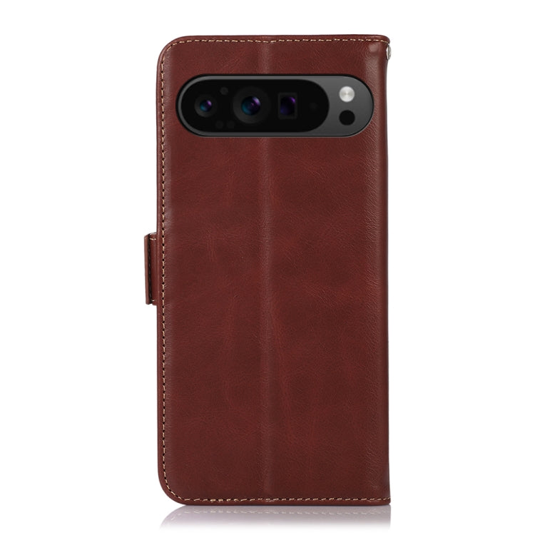 For Google Pixel 9 Pro Crazy Horse Top Layer Cowhide Leather Phone Case(Brown) - Google Cases by PMC Jewellery | Online Shopping South Africa | PMC Jewellery | Buy Now Pay Later Mobicred