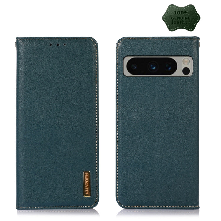 For Google Pixel 9 Pro KHAZNEH Nappa Top Layer Cowhide Leather Phone Case(Green) - Google Cases by PMC Jewellery | Online Shopping South Africa | PMC Jewellery | Buy Now Pay Later Mobicred