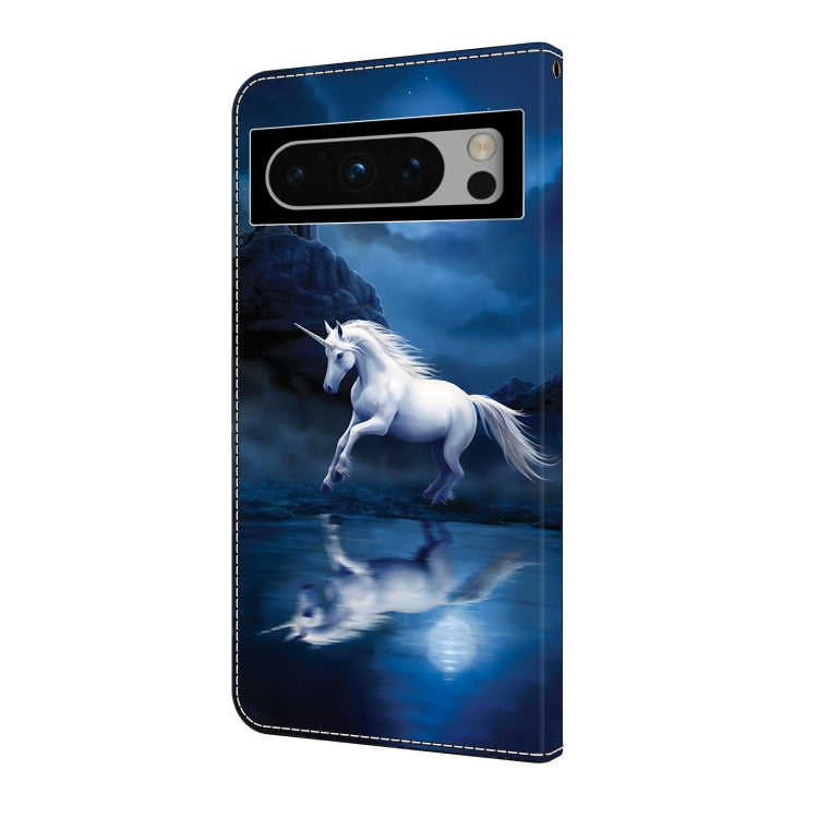 For Google Pixel 9 Pro Crystal Painted Leather Phone case(White Horse) - Google Cases by PMC Jewellery | Online Shopping South Africa | PMC Jewellery | Buy Now Pay Later Mobicred