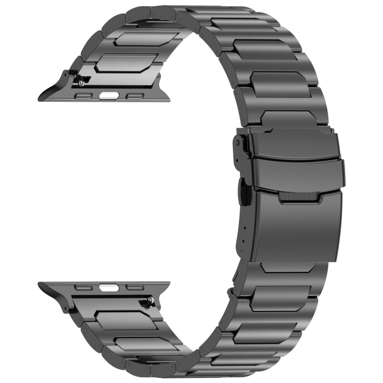 For Apple Watch Series 9 45mm I-Shaped Titanium Metal Watch Band(Black) - Watch Bands by PMC Jewellery | Online Shopping South Africa | PMC Jewellery