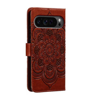 For Google Pixel 9 Pro Sun Mandala Embossing Pattern Phone Leather Case(Brown) - Google Cases by PMC Jewellery | Online Shopping South Africa | PMC Jewellery | Buy Now Pay Later Mobicred