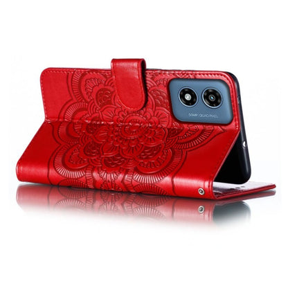 For Motorola Moto G Play 2024 Sun Mandala Embossing Pattern Phone Leather Case(Red) - Motorola Cases by PMC Jewellery | Online Shopping South Africa | PMC Jewellery | Buy Now Pay Later Mobicred