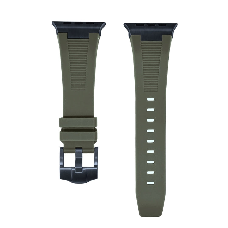 For Apple Watch Series 8 45mm Loners Liquid Silicone Watch Band(Black Green) - Watch Bands by PMC Jewellery | Online Shopping South Africa | PMC Jewellery