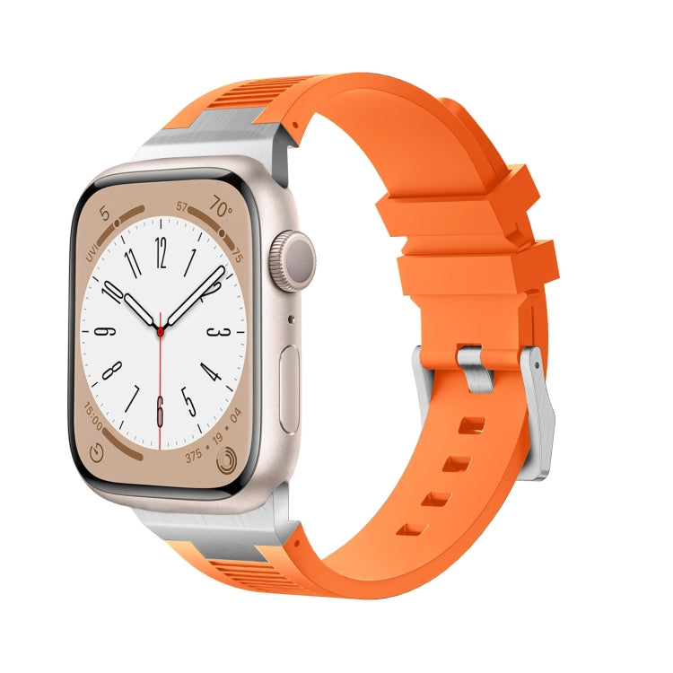 For Apple Watch SE 2022 44mm Loners Liquid Silicone Watch Band(Sliver Orange) - Watch Bands by PMC Jewellery | Online Shopping South Africa | PMC Jewellery