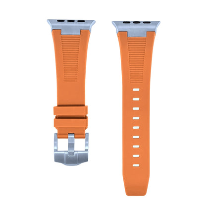 For Apple Watch Series 7 45mm Loners Liquid Silicone Watch Band(Sliver Orange) - Watch Bands by PMC Jewellery | Online Shopping South Africa | PMC Jewellery