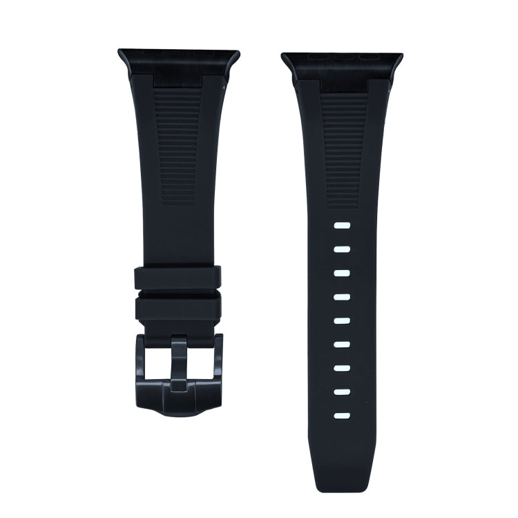 For Apple Watch SE 44mm Loners Liquid Silicone Watch Band(Black Black) - Watch Bands by PMC Jewellery | Online Shopping South Africa | PMC Jewellery